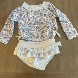 Two piece floral/ ruffle swim suit
